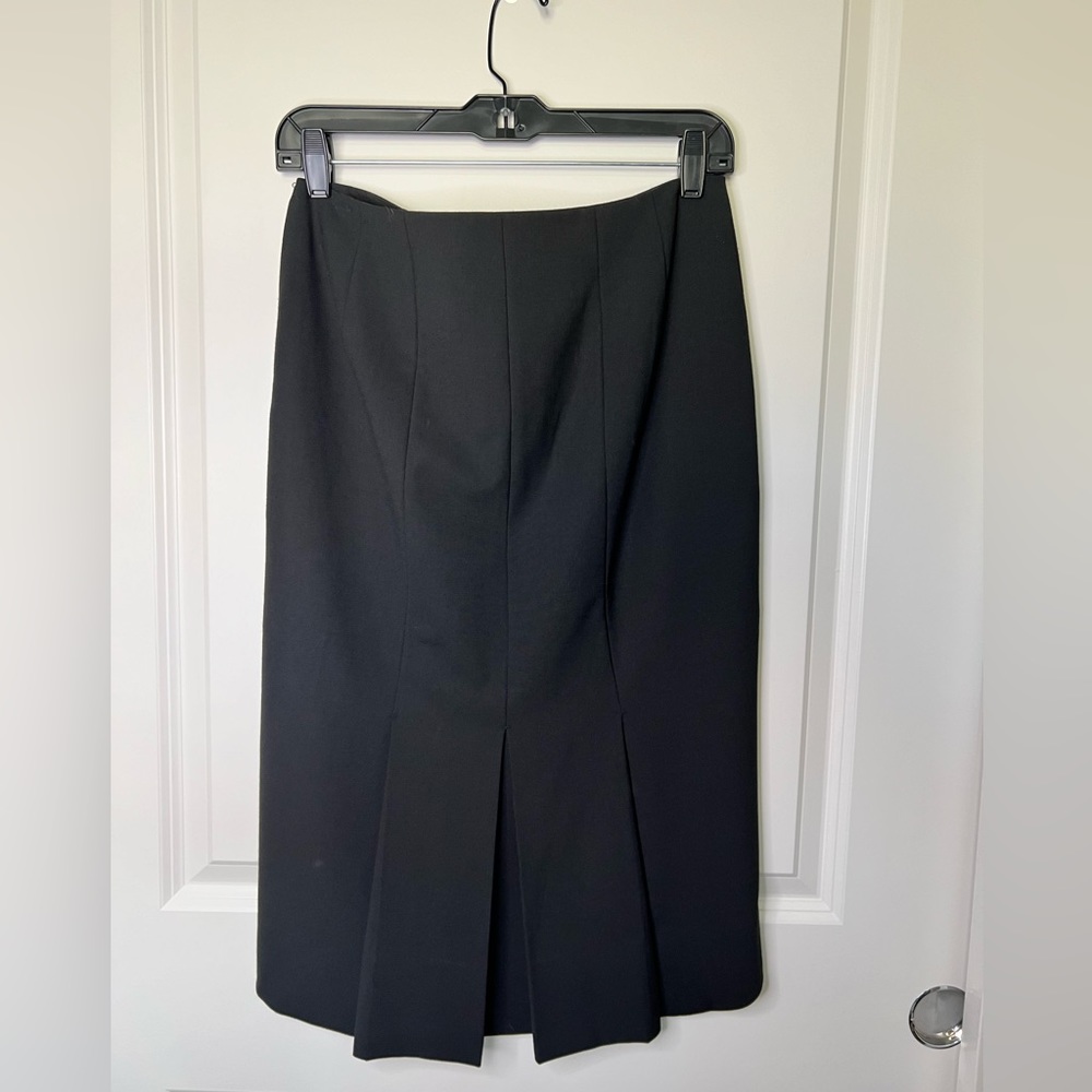 EXPRESS professional work black pencil skirt, pleated back, silk lined inside